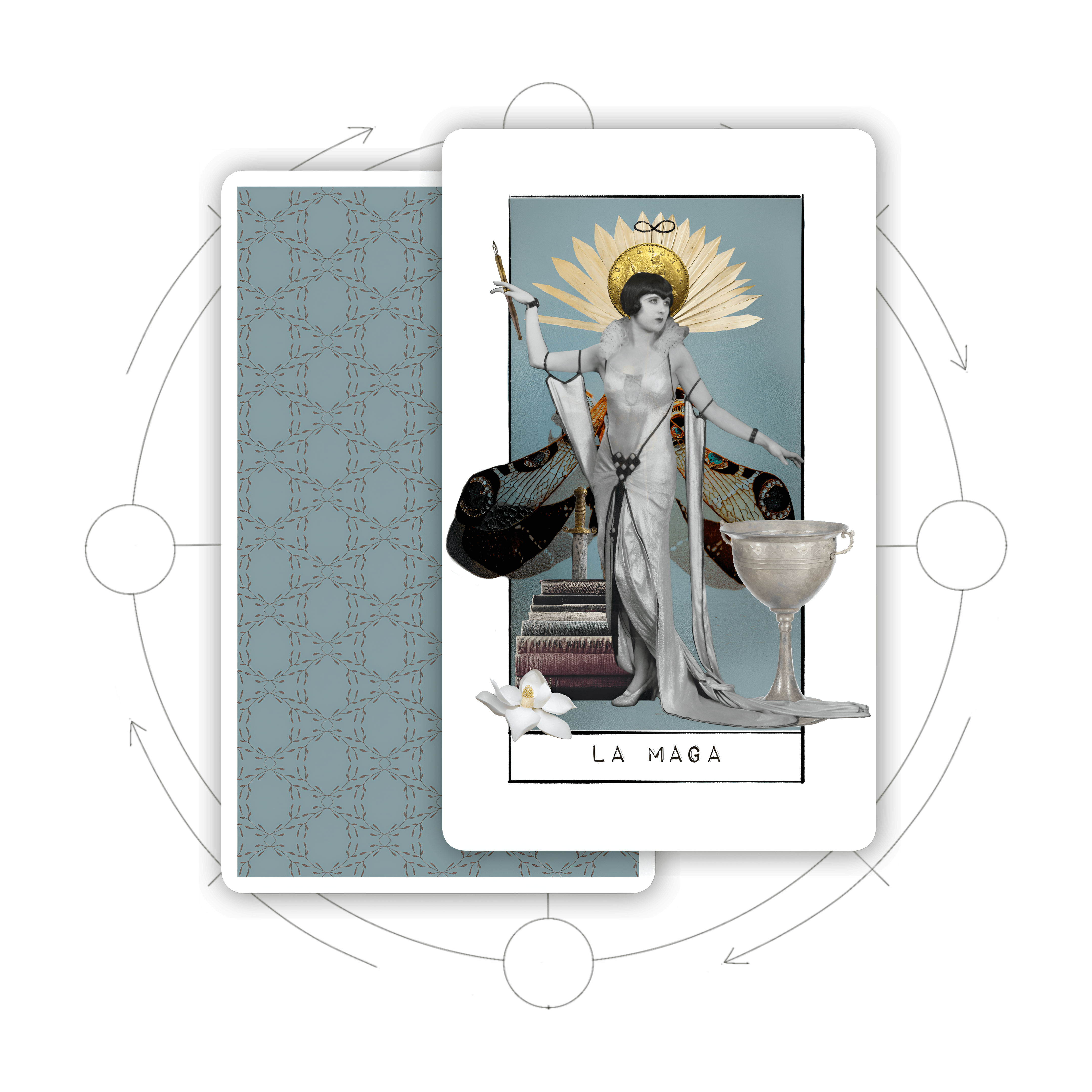 Immagine per servizio Tarografia, che offre percorsi attraverso gli arcani maggiori per destini illuminati nella lettura dei tarocchi.